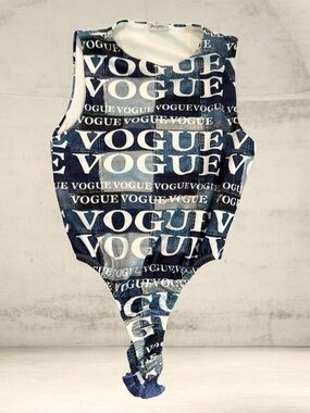 Women's Jasmine Vogue Print Bodysuit S Blue White